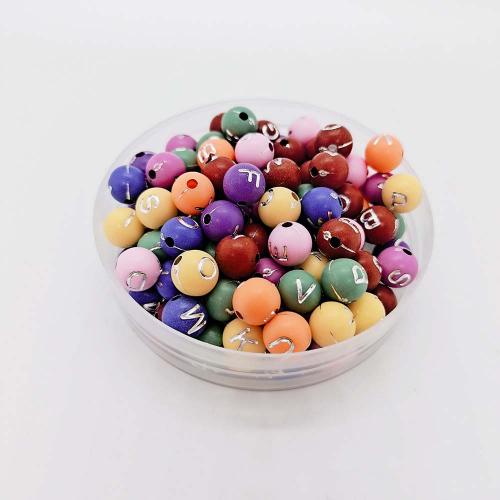 Acrylic Alphabet Beads, Round, DIY 8mm, Approx 