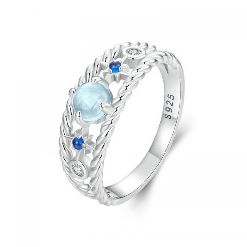 Zircon pavent argent sterling Bague, Argent sterling 925, avec Spinelle & verre, Plaqué de platine, bijoux de mode & normes différentes pour le choix & pavé de micro zircon & pour femme, Vendu par PC[