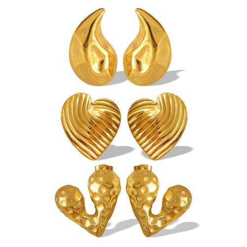 Boucles d'oreilles en acier titane, bijoux de mode & styles différents pour le choix & pour femme, doré, Vendu par paire