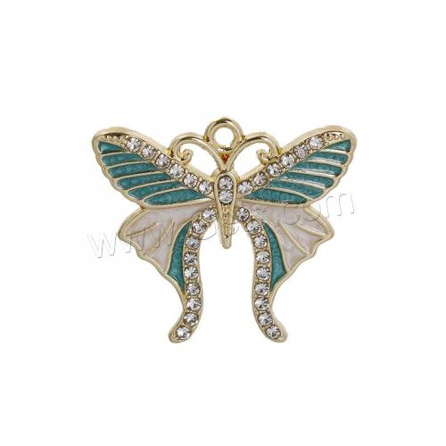 Zinc Alloy Enamel Pendants, Butterfly, gold color plated, DIY & micro pave cubic zirconia 