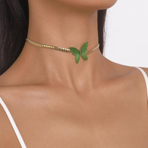 Ожерелье Мода Choker, Латунь, бабочка, Другое покрытие, ювелирные изделия моды & Женский & эмаль, Много цветов для выбора, продается PC