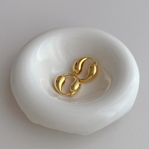 Messing Tropfen Ohrring, plattiert, Modeschmuck, Goldfarbe, 23x23mm, verkauft von Paar