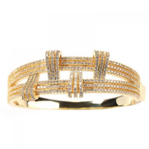 Cubic Zirconia Micro Pave Brass Bracelet, plated, fashion jewelry & micro pave cubic zirconia & for woman [