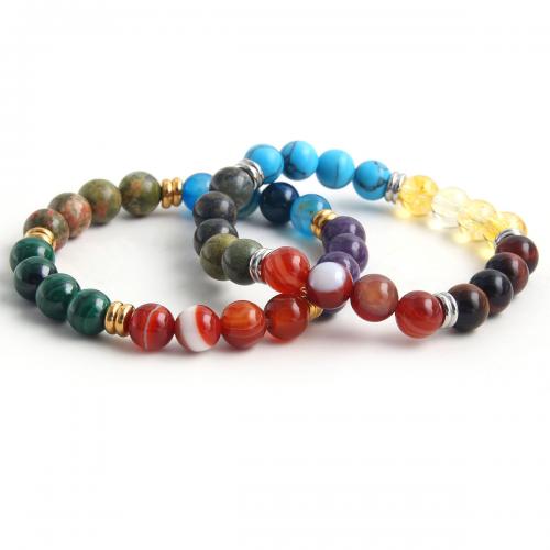 Pulsera de Piedras Preciosas, acero inoxidable 304, con Piedras preciosas, chapado, unisexo & diferentes estilos para la opción, más colores para la opción, longitud:aproximado 18 cm, Vendido por UD