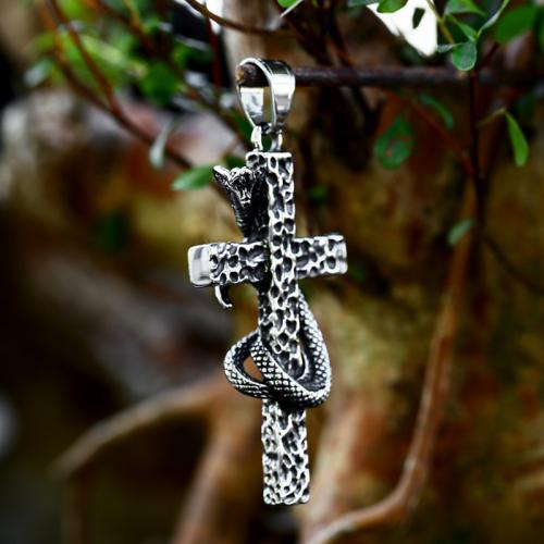 Stainless Steel Cross Pendants, 304 Stainless Steel, Wrapped Cross, polished, vintage & DIY & blacken, original color 