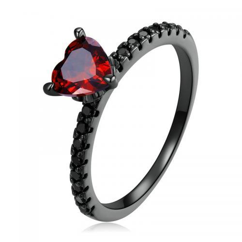 Anillo de dedo Zirconia Micro Pave Sterling Silver Cubic, Plata de ley 925, Corazón, oro chapado en negro, Joyería & diverso tamaño para la opción & micro arcilla de zirconia cúbica & para mujer, Vendido por UD[