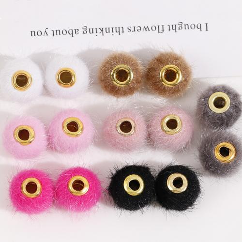 Plush Beads, with Zinc Alloy, DIY 