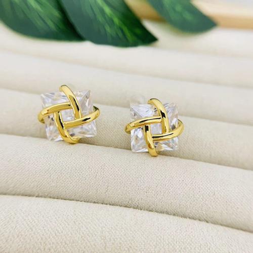 Cubic Zircon Brass Earring, 18K gold plated, fashion jewelry & micro pave cubic zirconia & for woman 