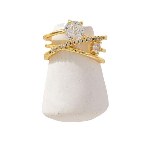 Cubic Zirconia Micro Pave Brass Finger Ring, real gold plated, micro pave cubic zirconia & for woman 