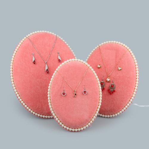 Velveteen Earring Display, with Plastic Pearl, Oval [