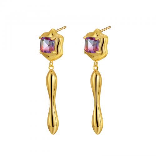 Cubic Zircon Brass Earring, plated, fashion jewelry & micro pave cubic zirconia & for woman 