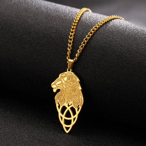 Collier de bijoux de titane, Acier titane, avec 5CM chaînes de rallonge, lion, Placage, bijoux de mode & pour femme & creux, plus de couleurs à choisir cm, Vendu par PC[