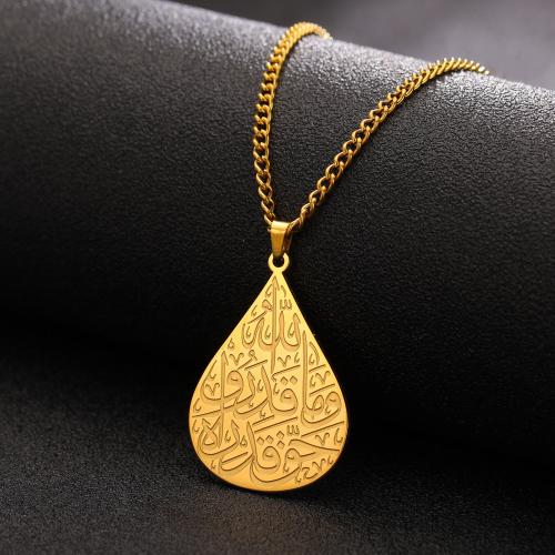 Collier de bijoux de titane, Acier titane, avec 5CM chaînes de rallonge, larme, Placage, bijoux de mode & pour femme, plus de couleurs à choisir cm, Vendu par PC[