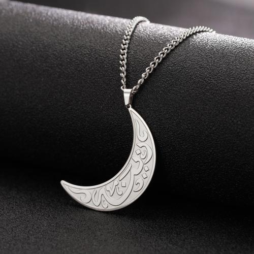 Collier de bijoux de titane, Acier titane, avec 5CM chaînes de rallonge, lune, Placage, bijoux de mode & pour femme, plus de couleurs à choisir cm, Vendu par PC[