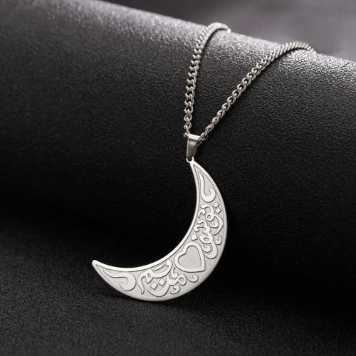 Collier de bijoux de titane, Acier inoxydable 304, avec 5CM chaînes de rallonge, lune, Placage, bijoux de mode & pour femme, plus de couleurs à choisir cm, Vendu par PC[