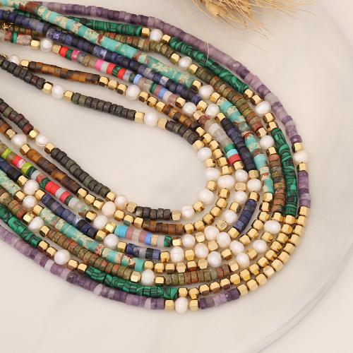 Gemstone Necklaces, Natural Stone, with Plastic Pearl & 304 Stainless Steel, with 5cm extender chain, handmade, fashion jewelry & for woman Approx 40 cm 