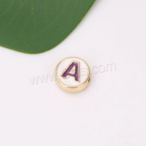 Zinc Alloy Enamel Pendants, Flat Round, gold color plated, letters are from A to Z & double-sided enamel & DIY 10mm [