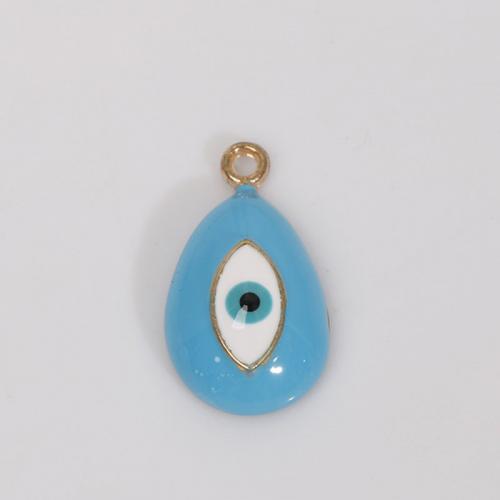 Zinc Alloy Evil Eye Pendant, Teardrop, gold color plated, DIY & enamel Approx [