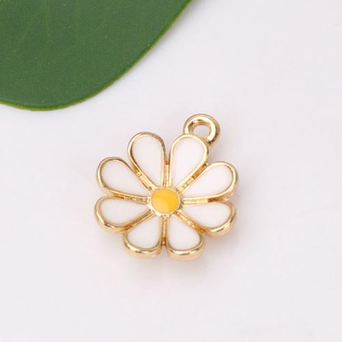 Zinc Alloy Enamel Pendants, Flower, gold color plated, DIY Approx [