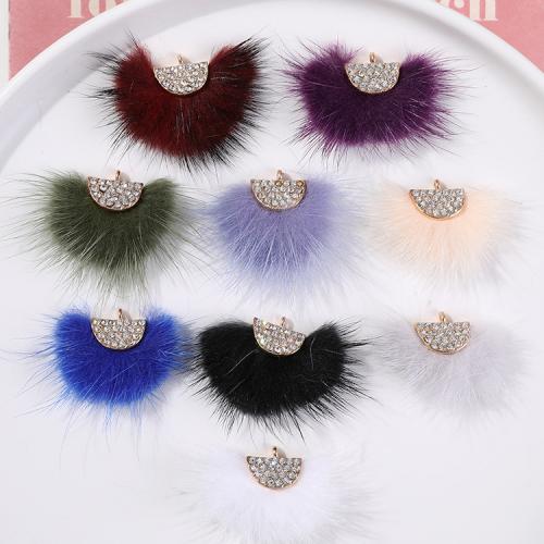 Fluffy Pom Pom Earrings, Plush, with Zinc Alloy, DIY & with rhinestone 