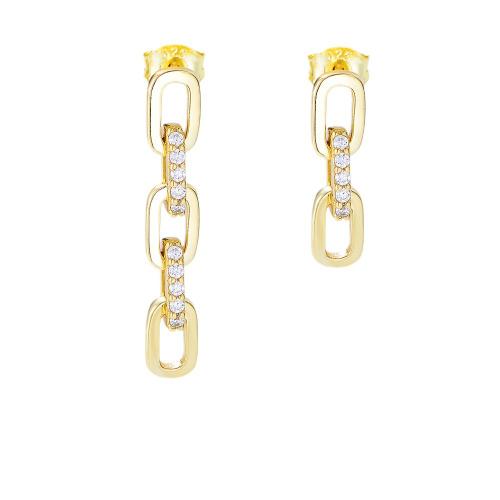 Silver Earring Zircon pavent Sterling, argent sterling 925, Placage, pavé de micro zircon & pour femme, doré, Vendu par paire[