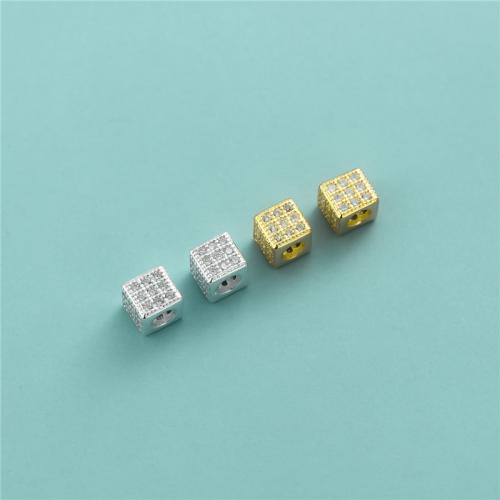 Sterling Silver Spacer Beads, 925 Sterling Silver, Square, plated, DIY & micro pave cubic zirconia 4.1mm Approx 2.3mm 