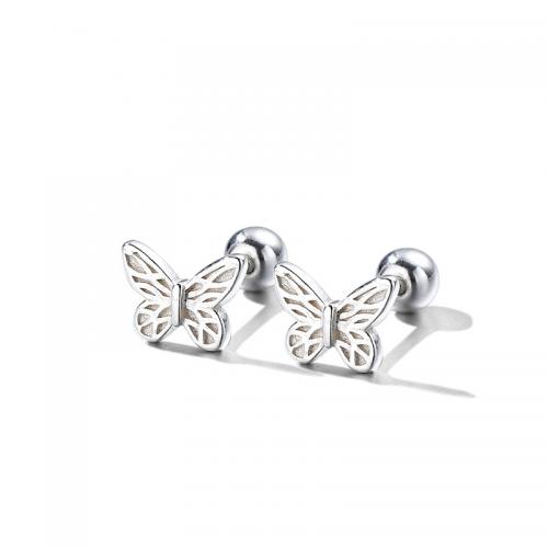 Argent sterling 925 boucle d oreille dormeuse, papillon, bijoux de mode & pour femme, argent Vendu par paire