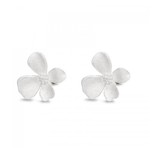 Argent sterling 925 boucle d oreille dormeuse, fleur, bijoux de mode & pour femme & givré, argent Vendu par paire