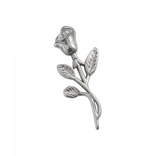 Edelstahl Blume Anhänger, 304 Edelstahl, Rose, DIY & Maschine Polieren, originale Farbe, frei von Nickel, Blei & Kadmium, 9.3x24x2mm, verkauft von PC[