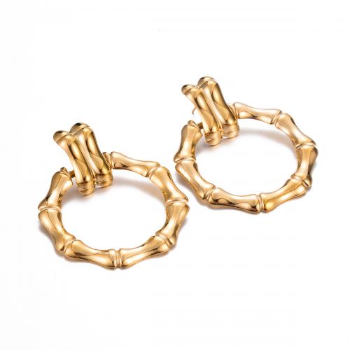 Boucles d'oreilles en acier titane, Placage de couleur d'or, bijoux de mode & styles différents pour le choix & pour femme, Vendu par paire