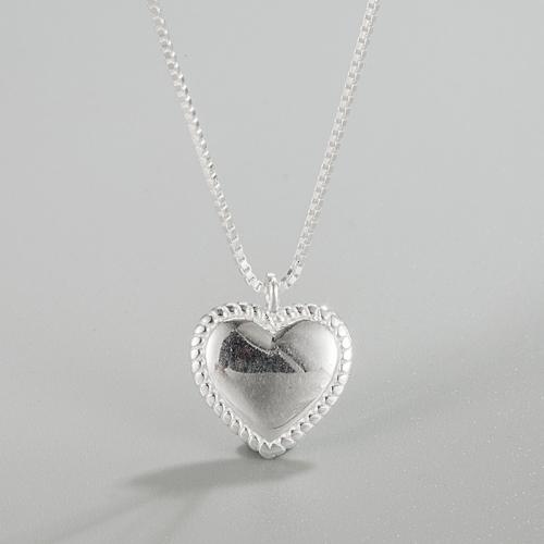 Collier de bijoux en argent , Argent sterling 925, avec 1.97inch chaînes de rallonge, coeur, bijoux de mode & pour femme Environ 15.75 pouce, Vendu par PC