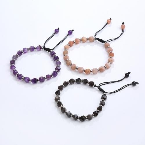 Pulsera de Piedras Preciosas, Piedra natural, con Cordón de nudo & acero inoxidable 304, Joyería & diferentes materiales para la opción, más colores para la opción, longitud:18 cm, Vendido por UD