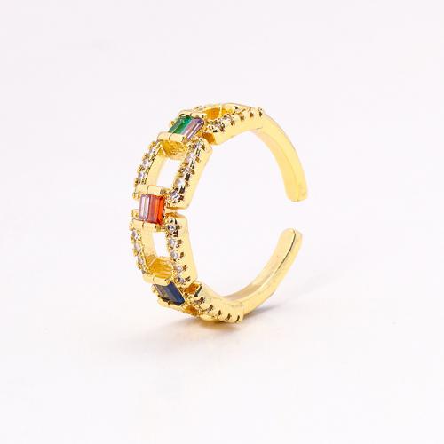 Cubic Zirconia Micro Pave Brass Finger Ring, plated, micro pave cubic zirconia & for woman, golden 