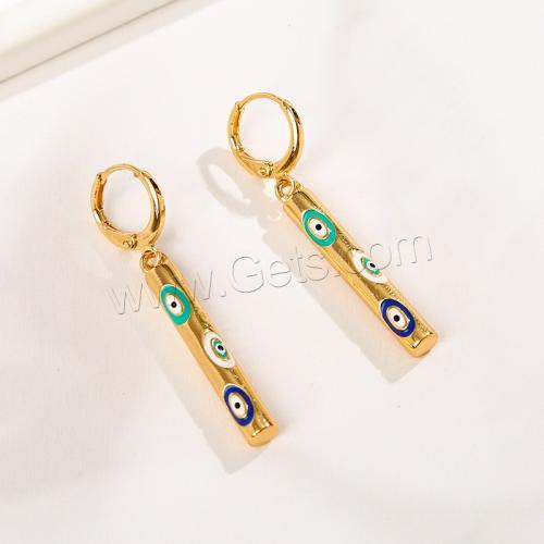 Pendientes de mal de ojo, metal, chapado, para mujer & esmalte, dorado, 44x4.5mm, Vendido por Par