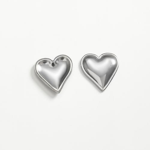 Stainless Steel Earring Stud Component, 304 Stainless Steel, Heart, DIY & machine polishing original color, nickel, lead & cadmium free 