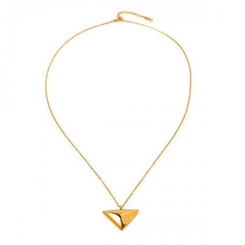 Stainless Steel Sweater Chain Necklace, 304 Stainless Steel, with 5.5cm extender chain, Triangle, 18K gold plated, fashion jewelry & for woman x2.4cm Approx 65.5 cm [