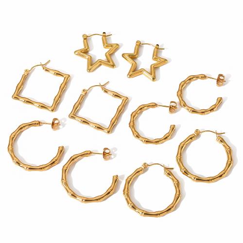 Boucles d'oreilles en acier titane, Plaqué or 18K, bijoux de mode & styles différents pour le choix & pour femme, Vendu par paire