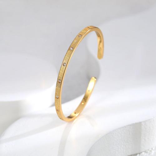 Brass Cuff Bangle, plated, fashion jewelry & micro pave cubic zirconia & for woman Approx 16-19 cm [