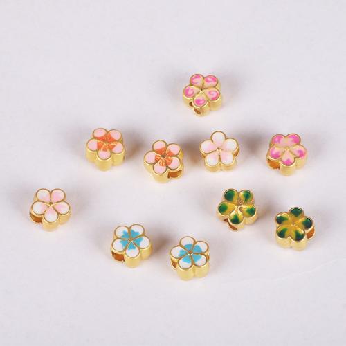 Enamel Zinc Alloy Beads, Flower, plated, DIY Approx 4mm 