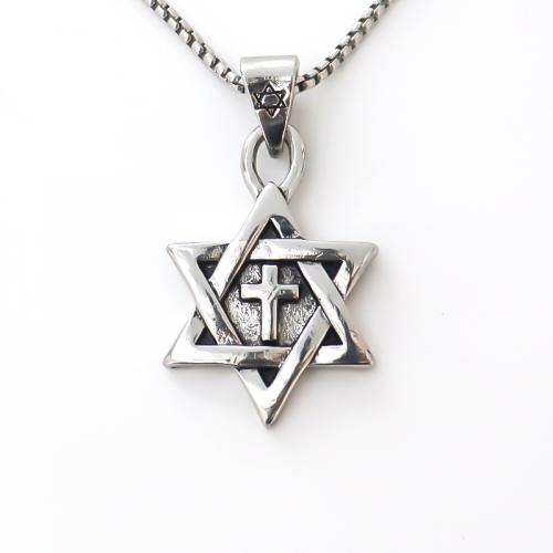 Chaîne en alliage de zinc de fer Collier Pull, Hexagram, Placage, bijoux de mode & unisexe, argent Environ 51-80 cm, Vendu par PC