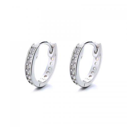 Silver Earring Zircon pavent Sterling, argent sterling 925, Placage, normes différentes pour le choix & pavé de micro zircon & pour femme, plus de couleurs à choisir, Vendu par paire[