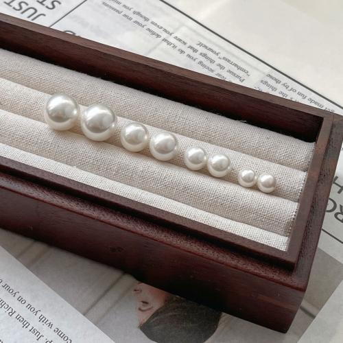 Plata de ley 925 Arito, con Shell Pearl, Esférico, Estilo coreano & diverso tamaño para la opción & para mujer, plateado, Vendido por Par