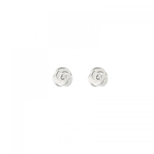 Argent sterling 925 boucle d oreille dormeuse, fleur, Style coréen & pour femme, argent, 4.8mm, Vendu par paire