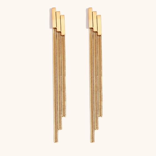 Stainless Steel Drop Earring, 316L Stainless Steel, 18K gold plated, fashion jewelry & for woman, golden 