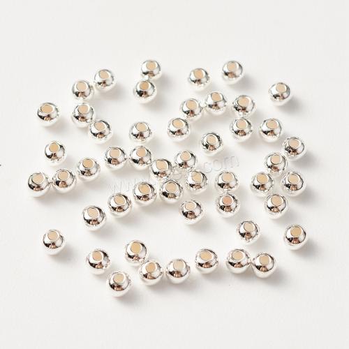 Sterling Silber Vintage Perlen, 925 Sterling Silber, rund, DIY, Silberfarbe, 2x2mm, Bohrung:ca. 0.5mm, ca. 50PCs/Tasche, verkauft von Tasche