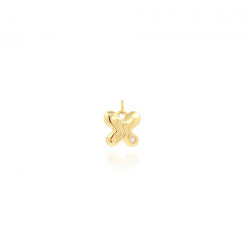 Cubic Zirconia Micro Pave Brass Pendant, Butterfly, 18K gold plated, fashion jewelry & DIY & micro pave cubic zirconia 