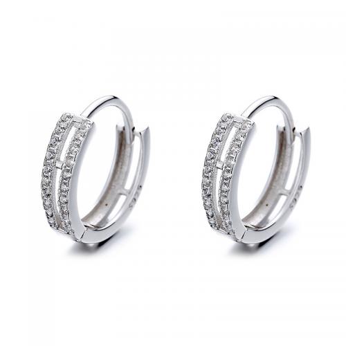 Silver Earring Zircon pavent Sterling, argent sterling 925, Placage, pavé de micro zircon & pour femme, plus de couleurs à choisir, The outer diameter is 14mm, the inner diameter is 11.3 mm, Vendu par paire