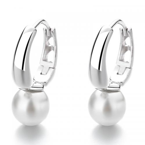 Huggie Hoop Drop Earring, Серебро 925 пробы, с Shell Pearl, Другое покрытие, Женский, Много цветов для выбора продается Пара