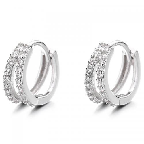 Befestigter Zirkonia Sterlingsilber Ohrring, 925 Sterling Silber, plattiert, Micro pave Zirkonia & für Frau, keine, 12.3x13.4mm, verkauft von Paar