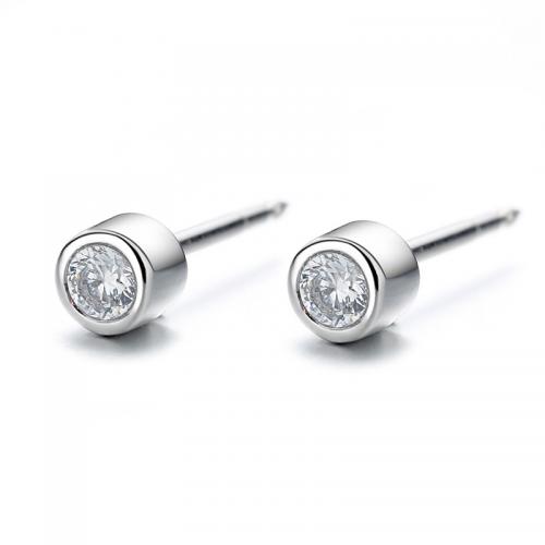 Silver Earring Zircon pavent Sterling, argent sterling 925, Placage, styles différents pour le choix & pavé de micro zircon & pour femme, couleur platine Vendu par paire